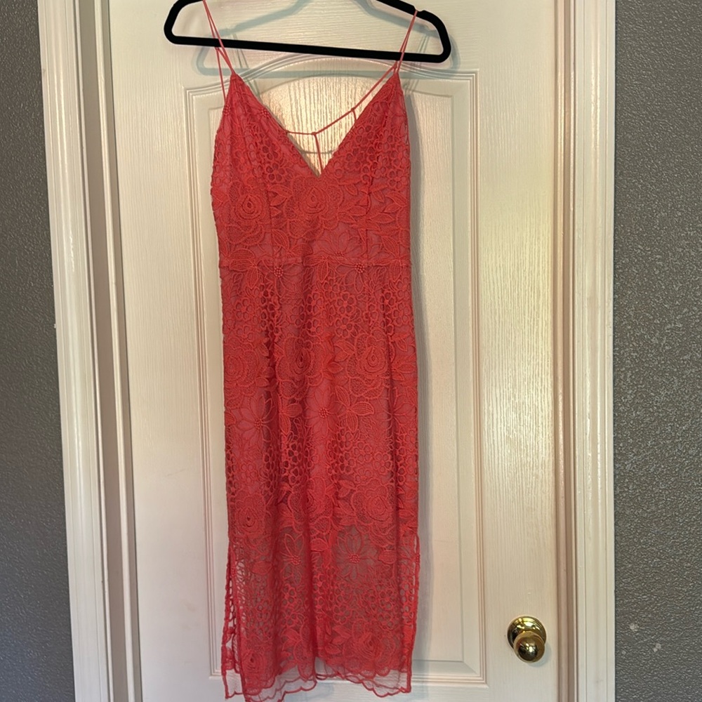 Floral lace print midi dress
